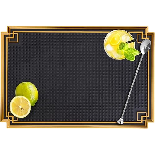 Rubber Bar Mat for Countertop - 18x12 Inch Non-Slip Bar Mats for Home Bar & Bartending, Spill-Proof Durable Bar Top Mat, Heavy Duty Kitchen Mat