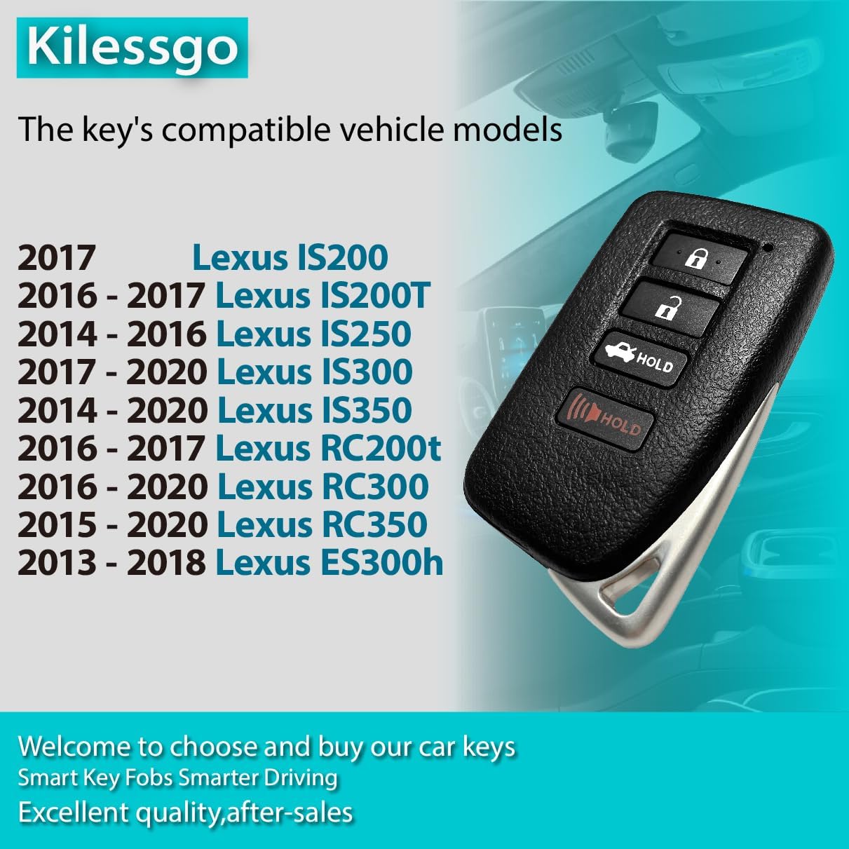 Key Fob Replacement for Smart Proximity 2013-2020 Lexus IS200 IS200T IS250 IS300 IS350 RC200t RC300 RC350 ES300h GNE 281451-2020 Board HYQ14FBA 315MHz 4 Buttons