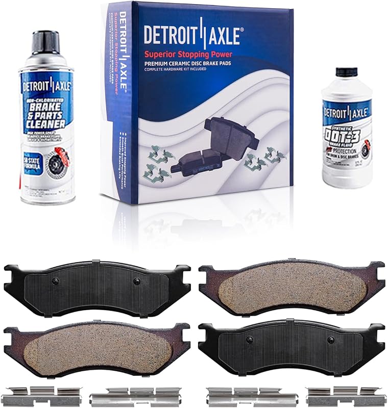 Pastilhas de freio dianteiras cerâmicas Detroit Axle para Dodge Durango e Ram 1500 – Kit com acessórios