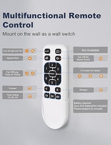 Miniatura 9 de Ventiladores de techo grandes de 72'' sin luces, ventilador de techo negro moderno con control remoto/APP, ventilador de techo grande y silencioso