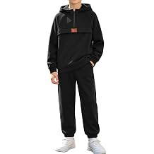 Boys Clothes Color Block 2 Piece Outfits 1/4 Zip up Sweatsuit 6-12Y