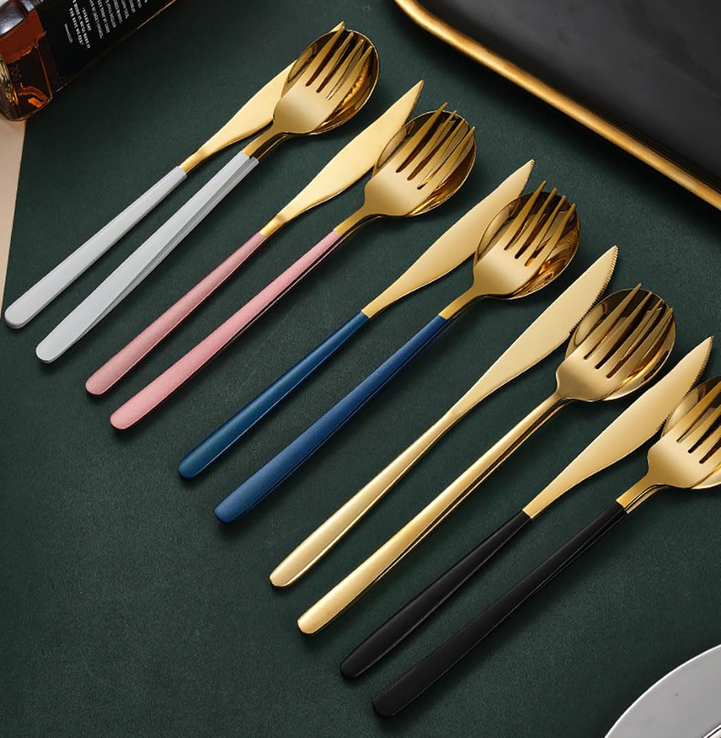 Spatlus Steak Knives Set Dinner Knives Set Table Knives Set Stainless Steel Butter Knife Mirror Polished Dinner Knife Table Knife Food Grade Stainless Steel Butter Knives Silverware (Blue, Set of 5) 4