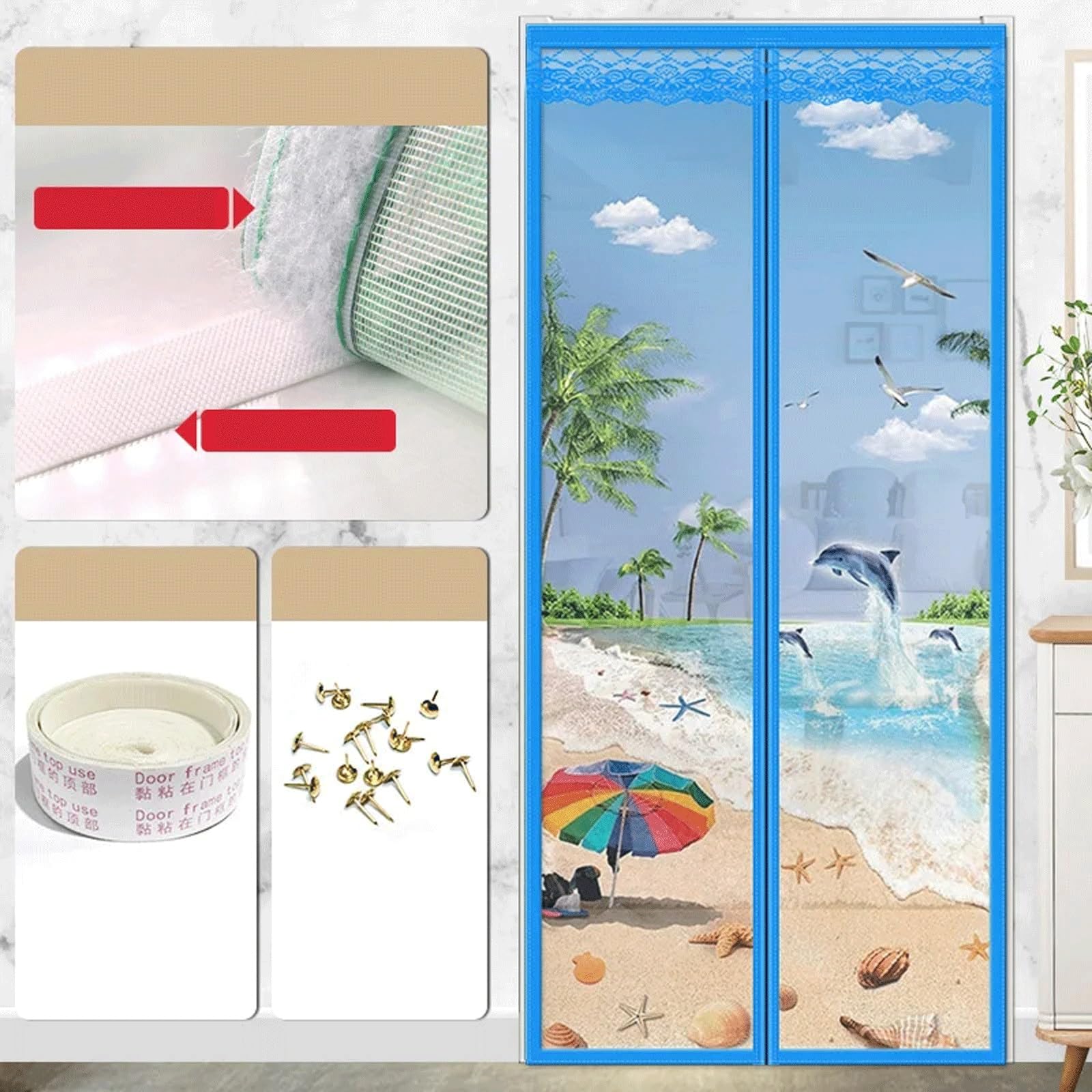 Fralhqfl Color7 Reinforced Magnetic Shielding Door, Mosquito Net, Insect Curtain, Sturdy Door Shield Magnetic Closure, Hands-Free Mesh Partition, Magnetic Shield Door Curtain For Front Patio Sliding Door
