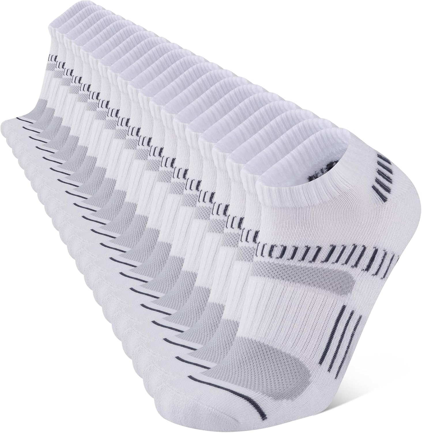 COOPLUS Mens 10 Pairs Ankle Athletic Low Cut Socks Cushioned Breathable Running Performance Sport No Show Socks