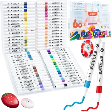 M&G 64 Colors Acrylic Paint Pens Markers Stocking Stuffers,with Medium Tip, Christmas Gifts for artists,Paint Markers for Rock Painting, Stone, Wood, Calligraphy, Canvas