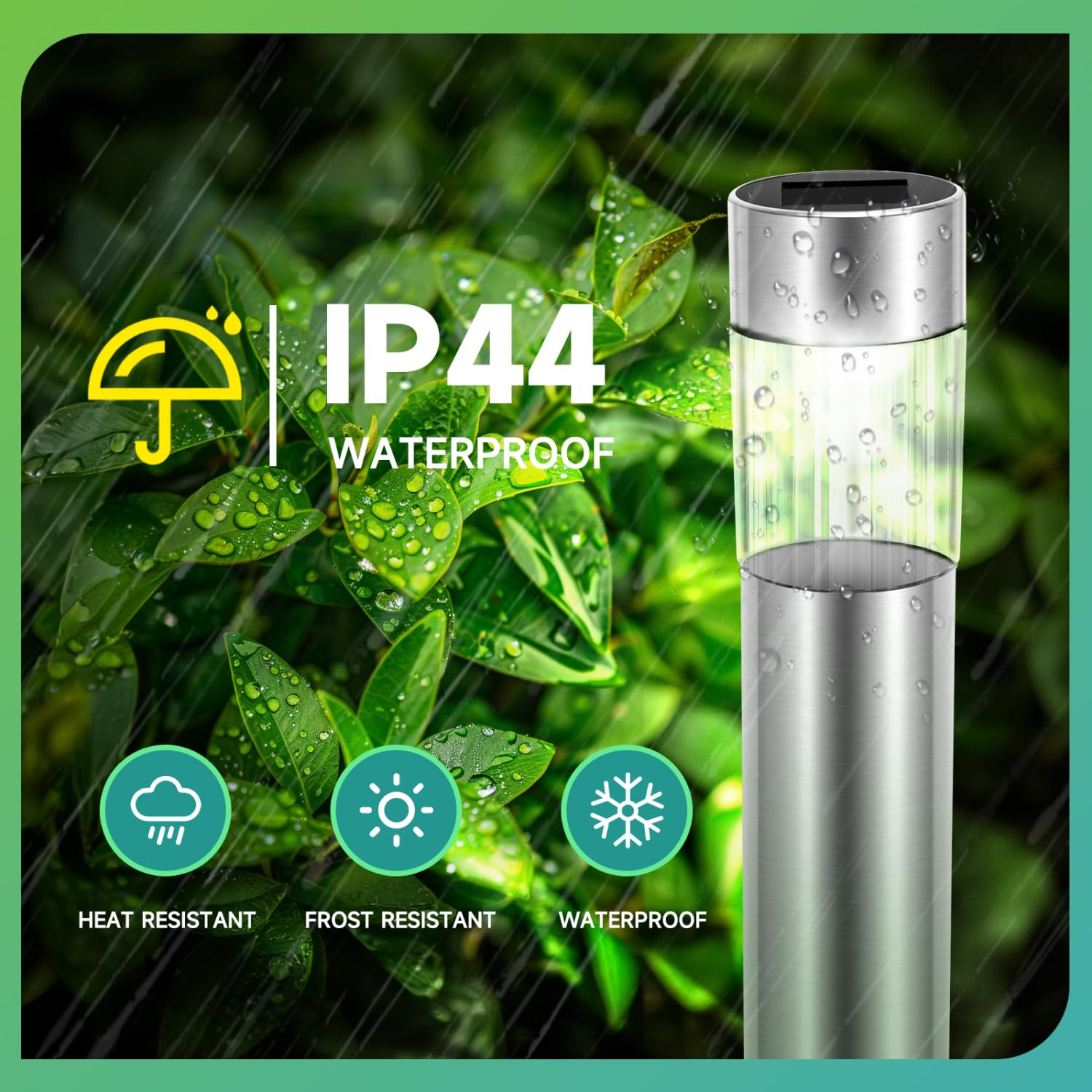 Aigostar Luces Solares Jardín 12 Pcs Lamparas Solares Jardín/Paisaje 6500K IP44 Impermeable Luces Exterior Jardín LED, Acero Inoxidable Luz Solar de Césped Para Pasillo, Césped, Patio