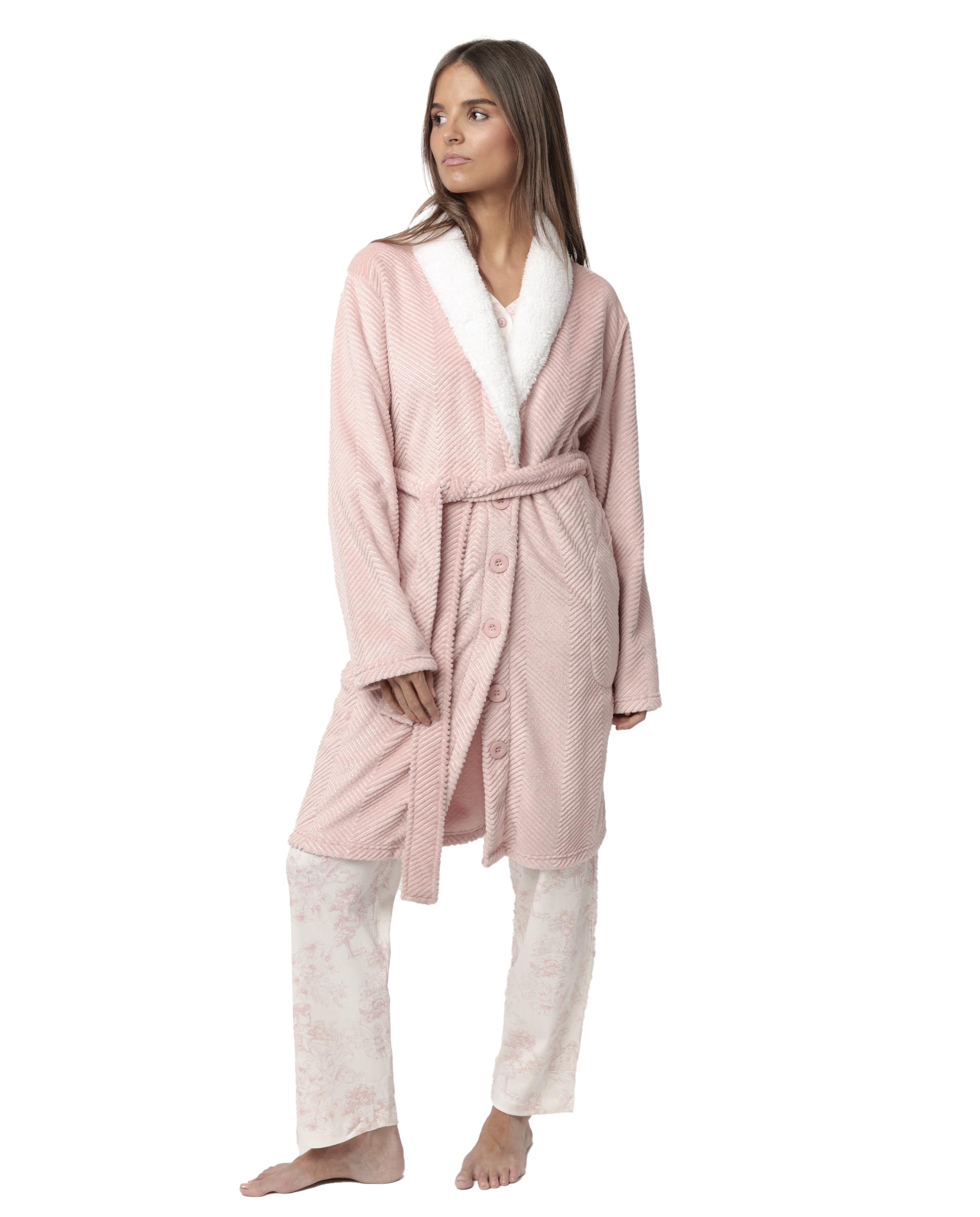 ADMAS classic bata manga larga calentita luxury leaves para mujer
