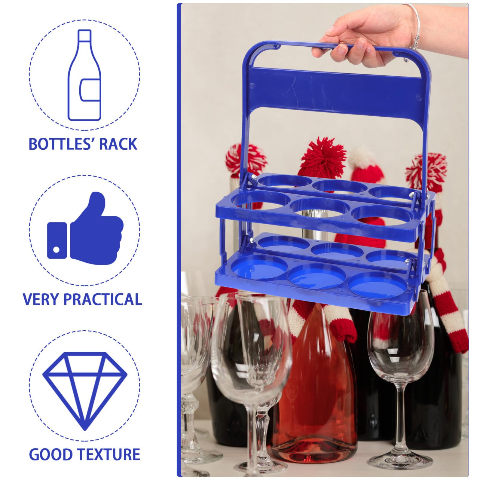 SECFOU Portabottiglie in Plastico 2 Pezzi Multifunzionale Pieghevole, Cestino Porta Bottiglie per Birra e Vino, per Feste Speciali e Regali Housewarming