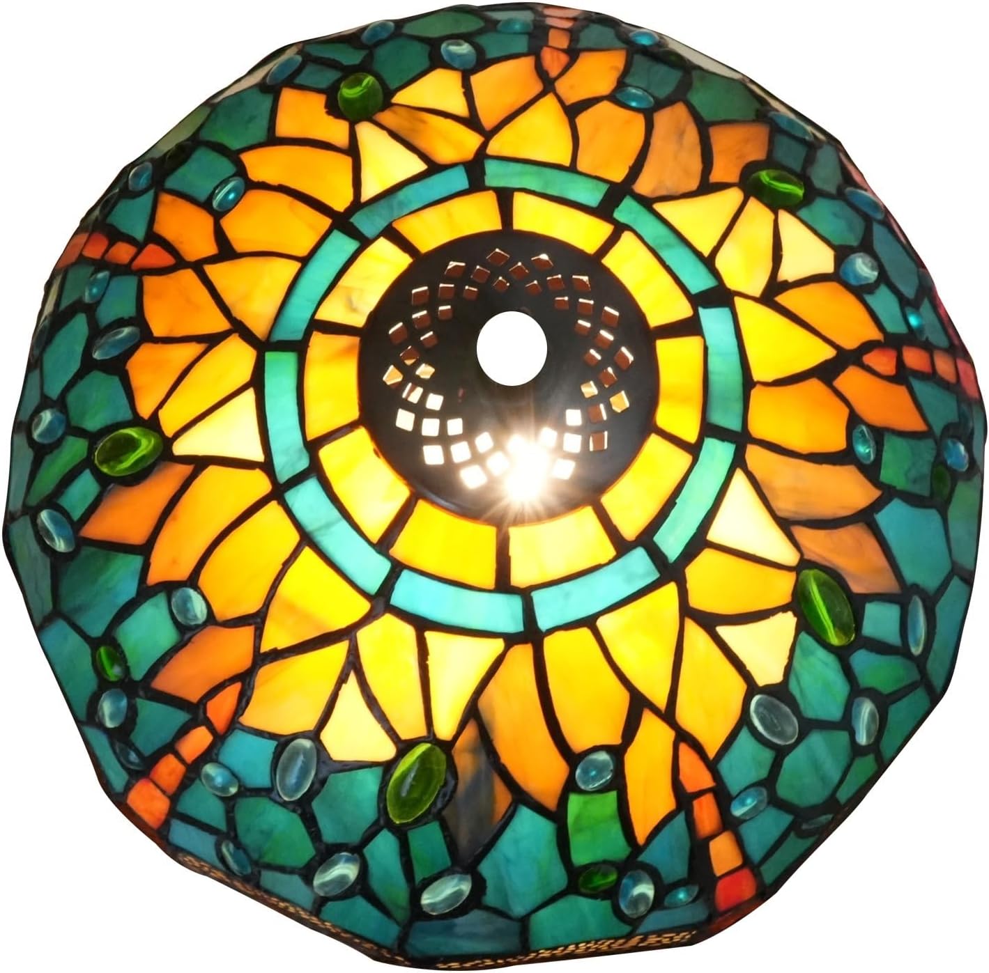 Tiffany Style Lamp Shade 12 Inch Stained Glass Lampshade Replacement Green Yellow Dragonfly Ceiling Light Shade for Table Lamps Pendant Light Floor Lamp Handcrafted Vintage Home Deco