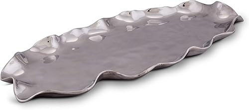 Miniatura 2 de Arthur Court Carmel Pattern Tray - Bandeja de metal moderna de forma libre para servir de 20 x 9 pulgadas