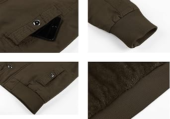 KEFITEVD Winter Fleece Cargo Jackets for Men Warm Thick Military Bomber Jacket Multi Pocekt Windproof Work Coat