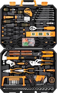 DEKO 228 Pcs Home & Garage Handy Mans Complete DIY Tool Kit Set,Cr-V Steel