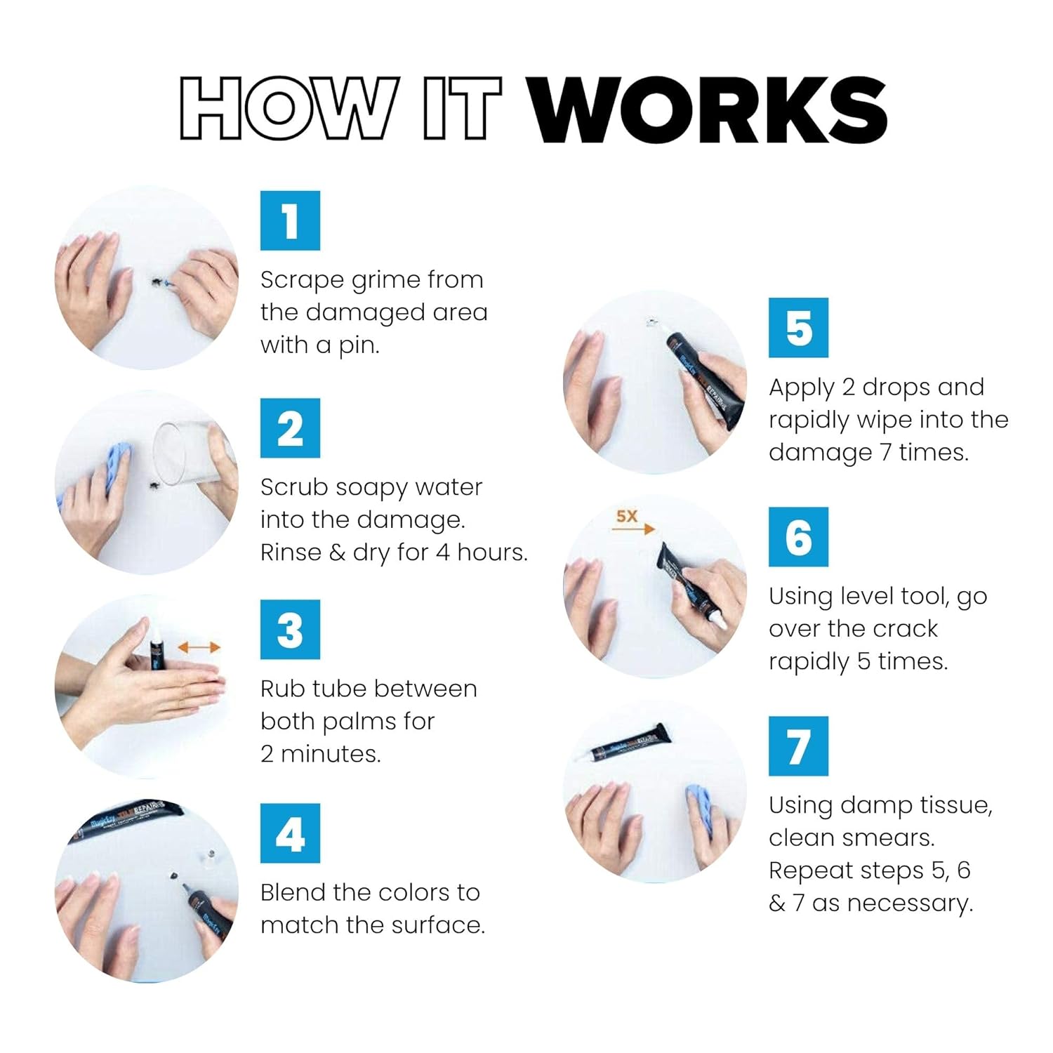 MagicEzy Tile RepairEzy (Beige) - Porcelain Repair Kit - Strong Chip Repair Filler for Tile, Sink Repair, Vase, Dinnerware - Image 4