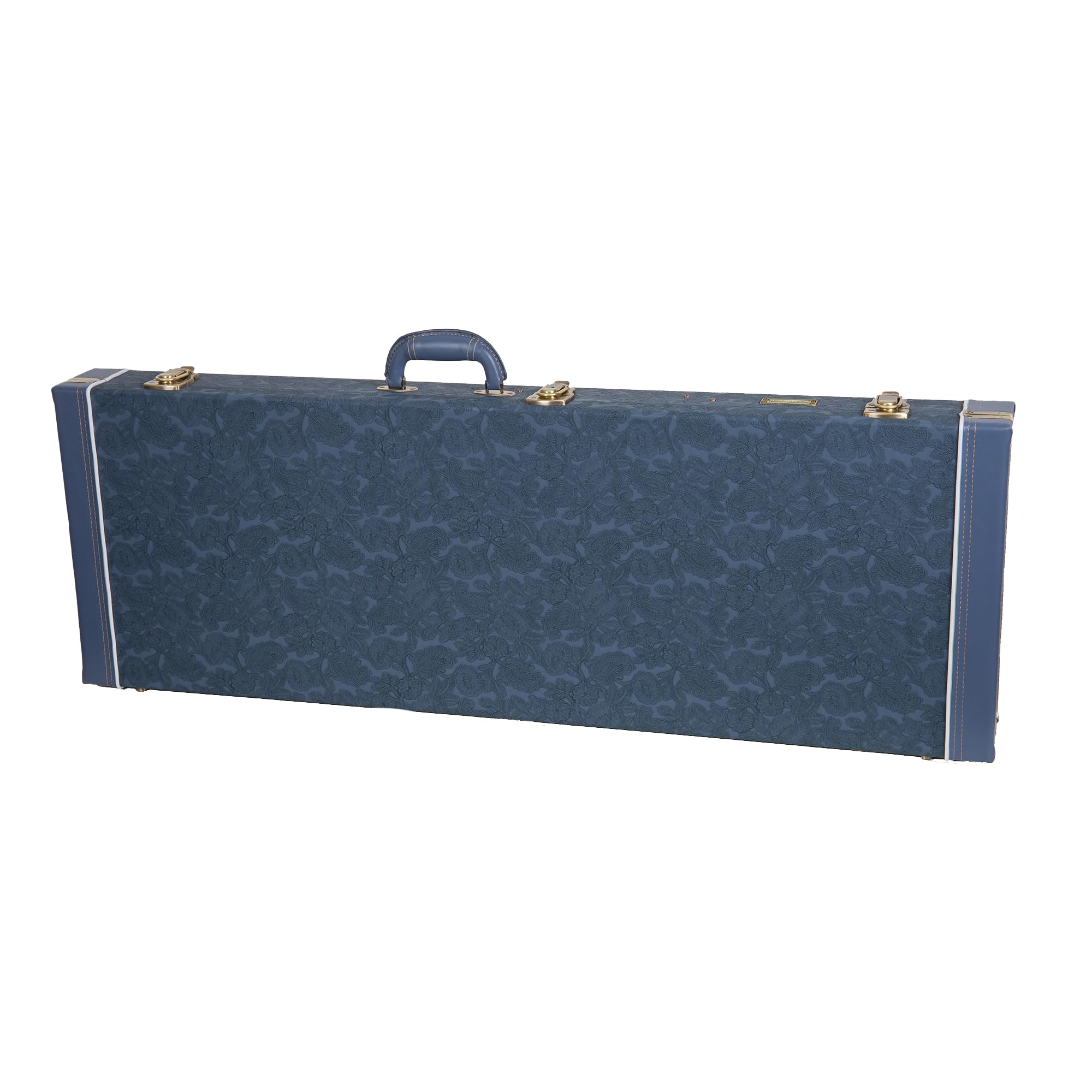 Crossrock CRW630ESB Prostokątne etui na gitarę elektryczną z serii Relief do Stratocaster i Telecaster, rzeźbione przydymione niebieskie wykończenie, aksamitne wnętrze, zamek, wysokiej jakości