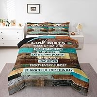 Vista 44 de Lake Life - Juego de edredón de tamaño King, juego de ropa de cama con remo de lago rústico, decoración de casa de lago, regalos para niños, vallas