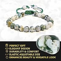 Vista 178 de Adjustable Crystal Bracelet – Gemstone Bead Bracelet with Adjustable Macrame String – Chic Gemstone Bracelet for Men and Women – 8mm Round Healing