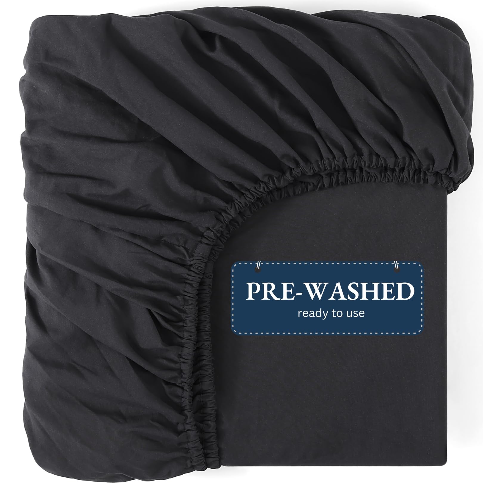 Casa Platino Fitted Sheet Emperor, Black - Pre-Washed, Deep Pocket 14 inch (35 cm) - Easy Care - Soft Brushed Polyester Microfibre Fabric - Shrinkage and Fade Resistant - Bottom Sheet