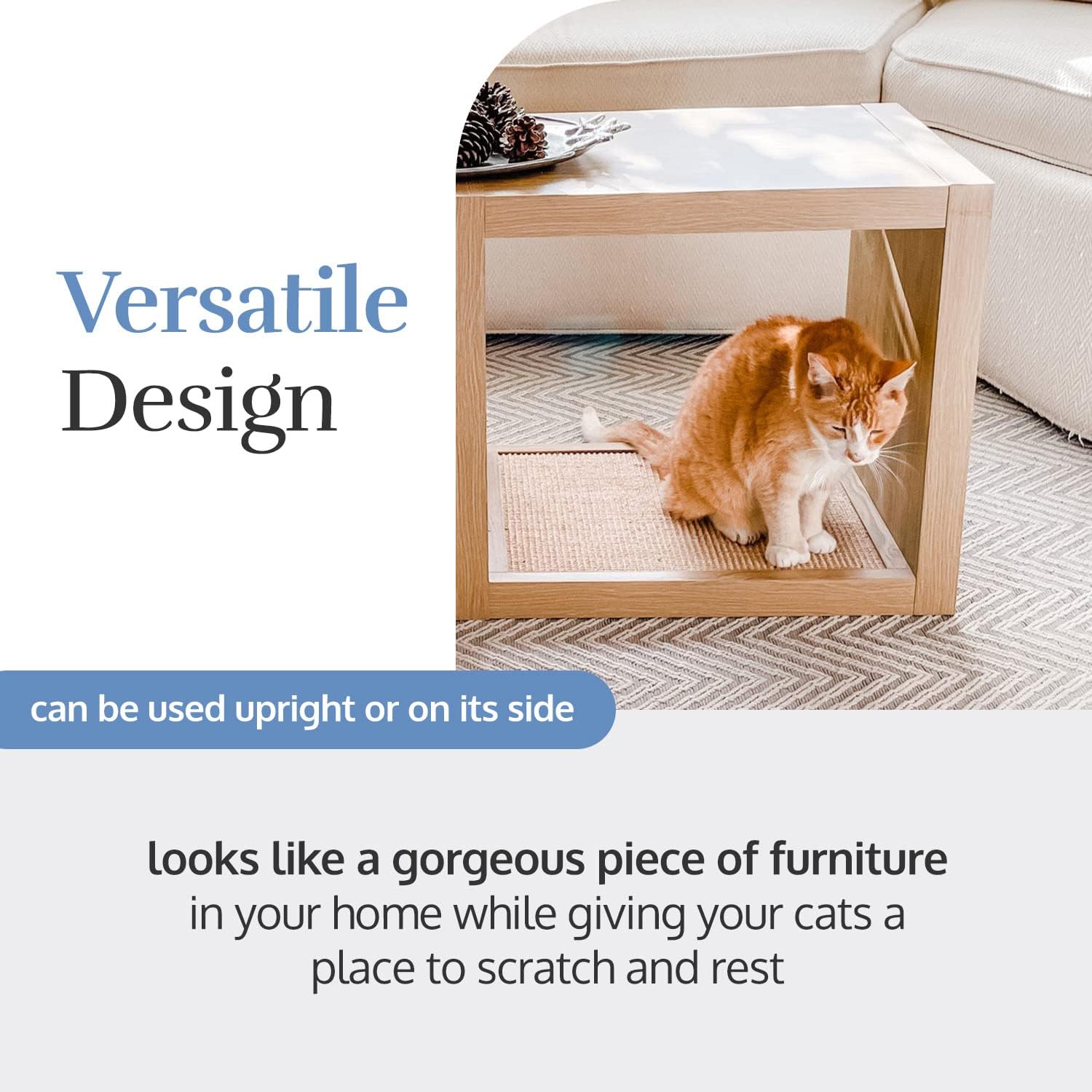 review Bailey Cat Scratcher, Wooden Cat Scratcher and End Table, Sisal Scratching Furniture Post for Cats and Kittens, Interior Design Scratching Post, Driftwood - Light Wood Veneer