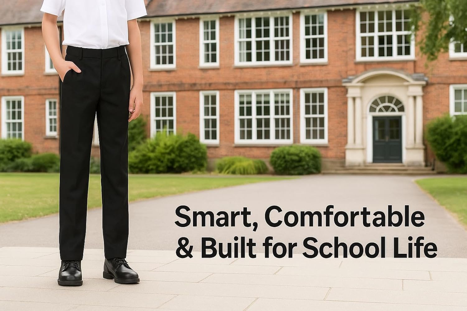 A2Z 4 Kids Boys School Trousers Slim Fit Formal Uniform Pants Black Grey
