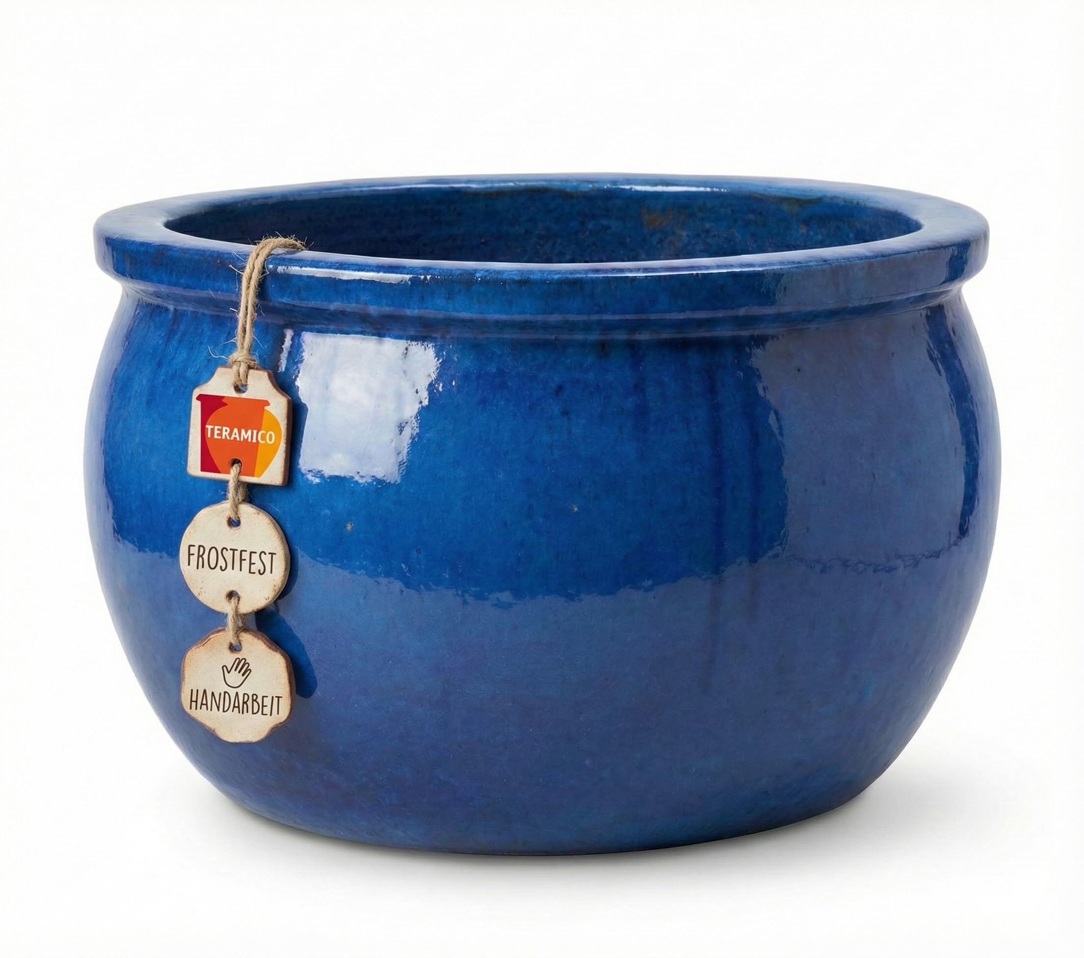 Teramico Pflanzgefäß aus Keramik frostfest (Royal Blau, 46cm x 26cm) | Frostfeste Premium Pflanzgefäße aus edler Keramik: absolut langlebig und in verschiedenen tollen Farben kombinierbar!