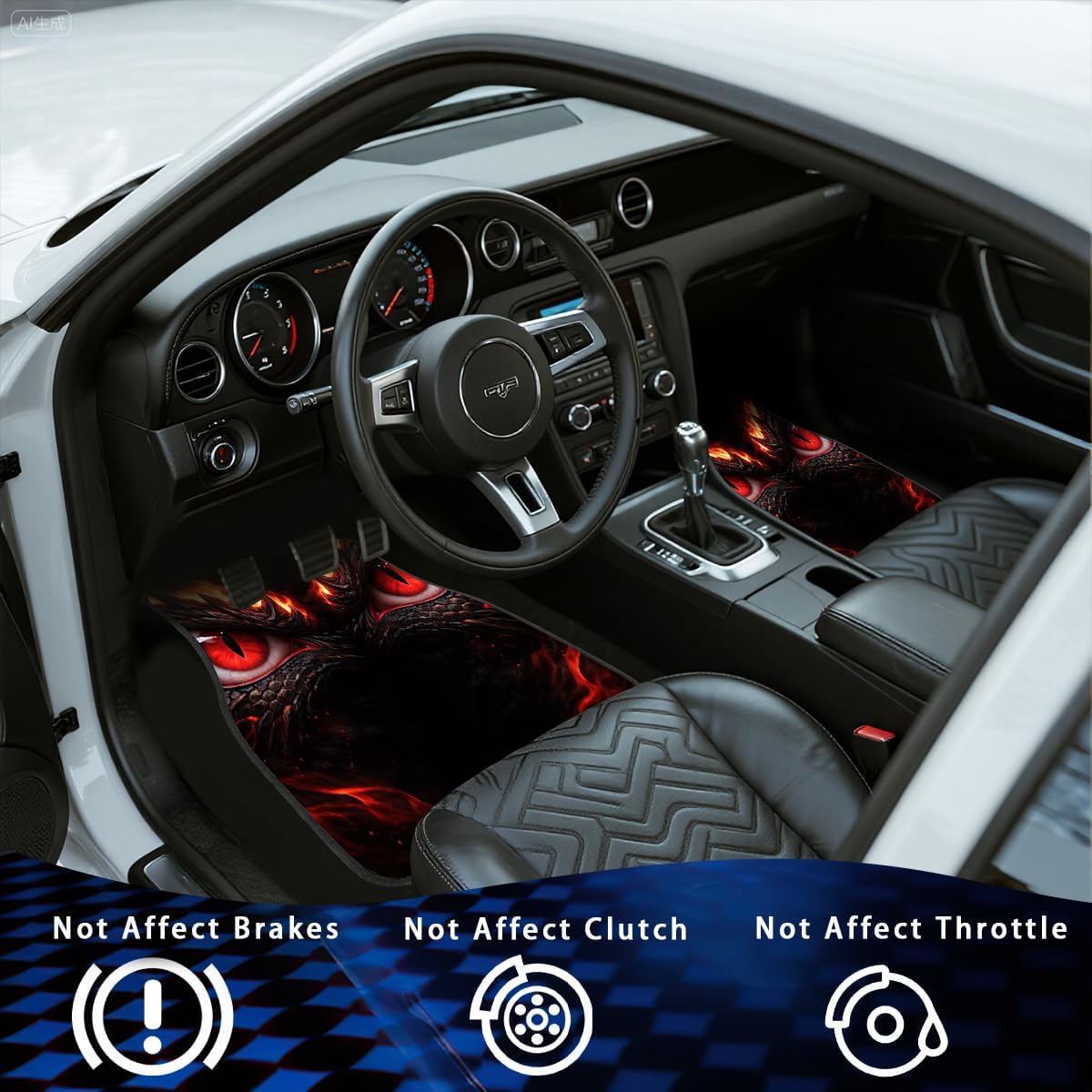 Dragon Eyes Car Floor Mats Set of 4 Animal Automotive Foot Mats Rugs Carpet for Car Non-Slip Auto Car Accessories Universal Fit for Car SUV Truck Van image 5