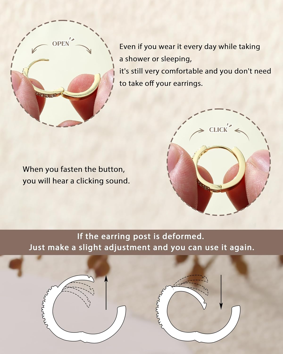 Dochais Hoop Stud Earrings for Women Men 7 Pairs 316L Surgical Steel Hypoallergenic Earrings Set for Multiple Piercing Non Tarnish 14k Gold Plated Cartilage Earring - Image 6