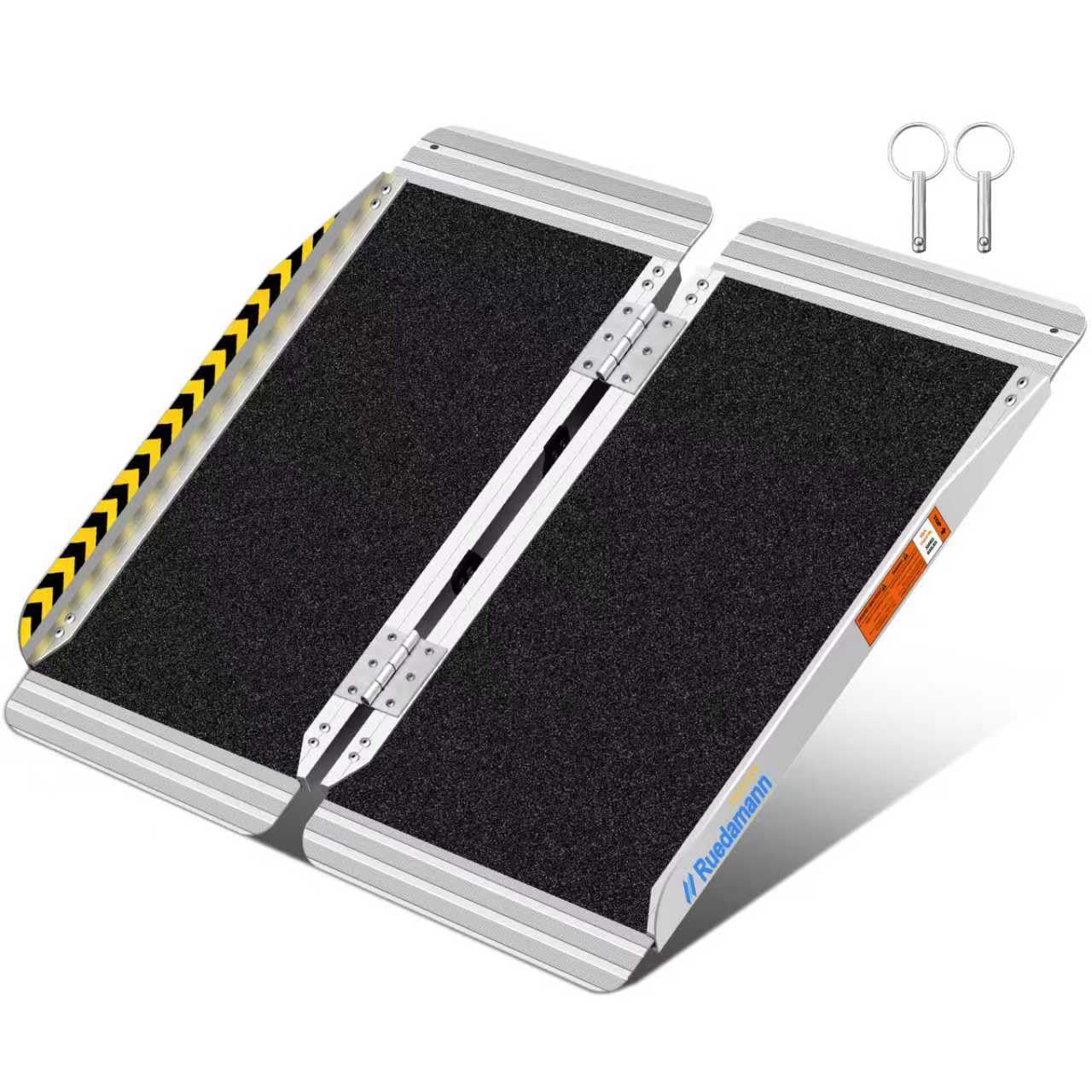 3FT Portable Wheelchair Ramp, Non-Slip Aluminum Folding Handicap Ramp for Doorways, Wheel Chair Threshold Ramp for Home Steps, Stairs, Wheelchair, Scooters, Pets, Entry