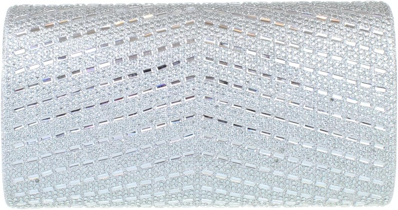 Girly HandBags Womens V Shape Diamante Clutch Bag