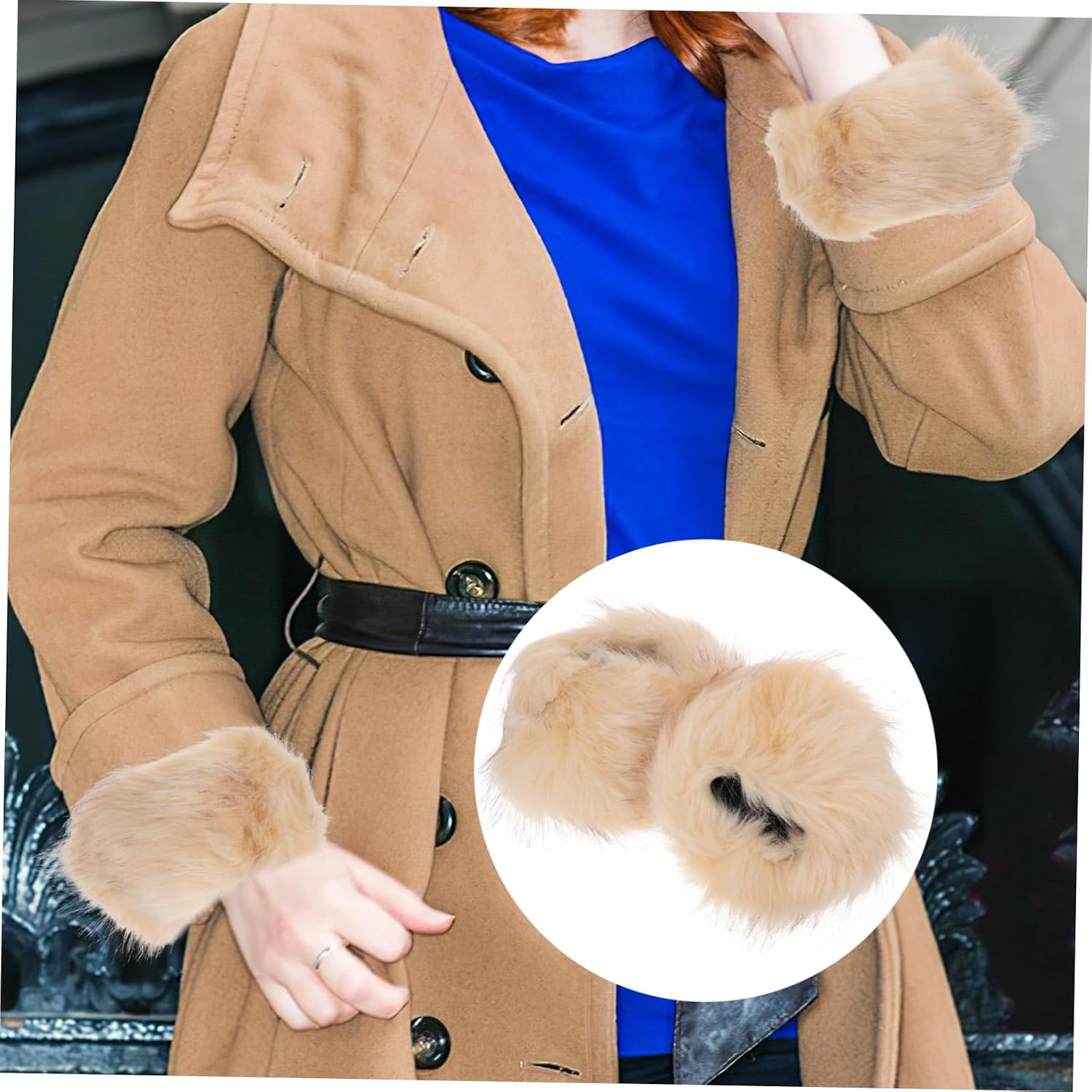 BESPORTBLE Fluffy Wrist Cuffs Women Fur Cuff Faux Furry Wristbands Warm Wrist Bands for Winter