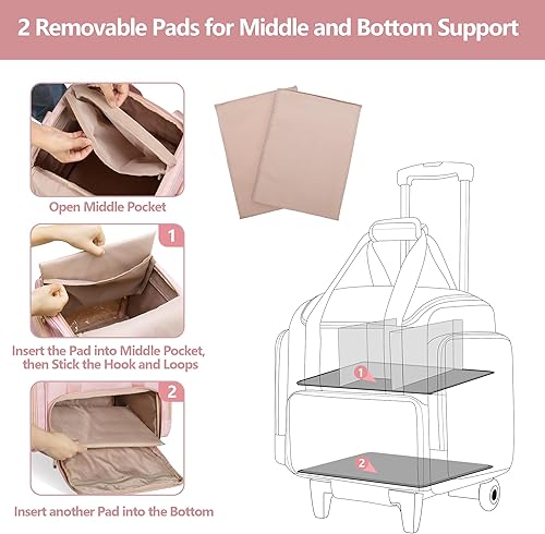 Miniatura 7 de Prokva Estuche de maquillaje con ruedas con 4 bolsas extraíbles, estuche de maquillaje profesional con ruedas, bolsa de viaje para artista de