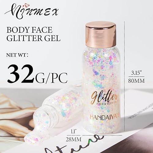 Miniatura 6 de Gel de purpurina corporal, gel de purpurina facial de 1.26 oz, gel de purpurina intensa para Halloween, Pascua, Acción de Gracias, Navidad,