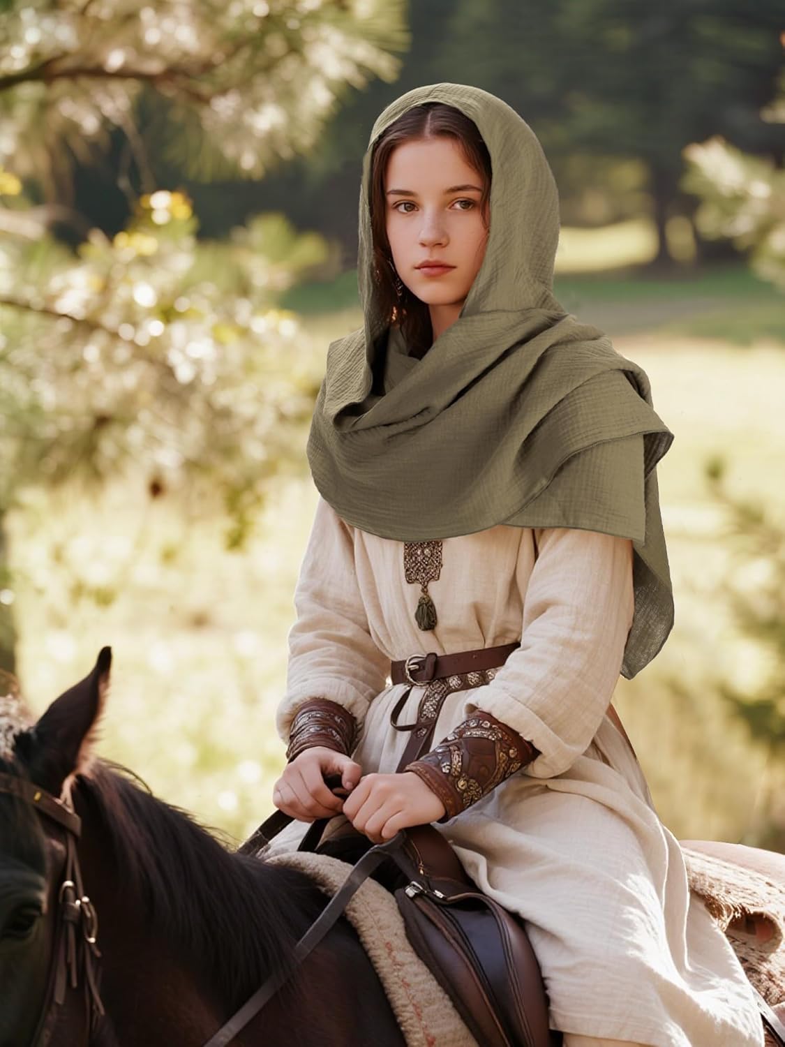 Ultrafun Medieval Renaissance Shawl Scarf Cape Men Women Multifunctional Hooded Cowl Halloween Cosplay Costume Accessories - Image 7