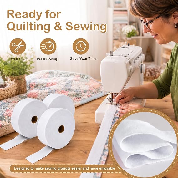 3 Rulo Jelly Roll Keçe Şeritler 5,7 cm x 45 m, Batting Hacimli Keçe