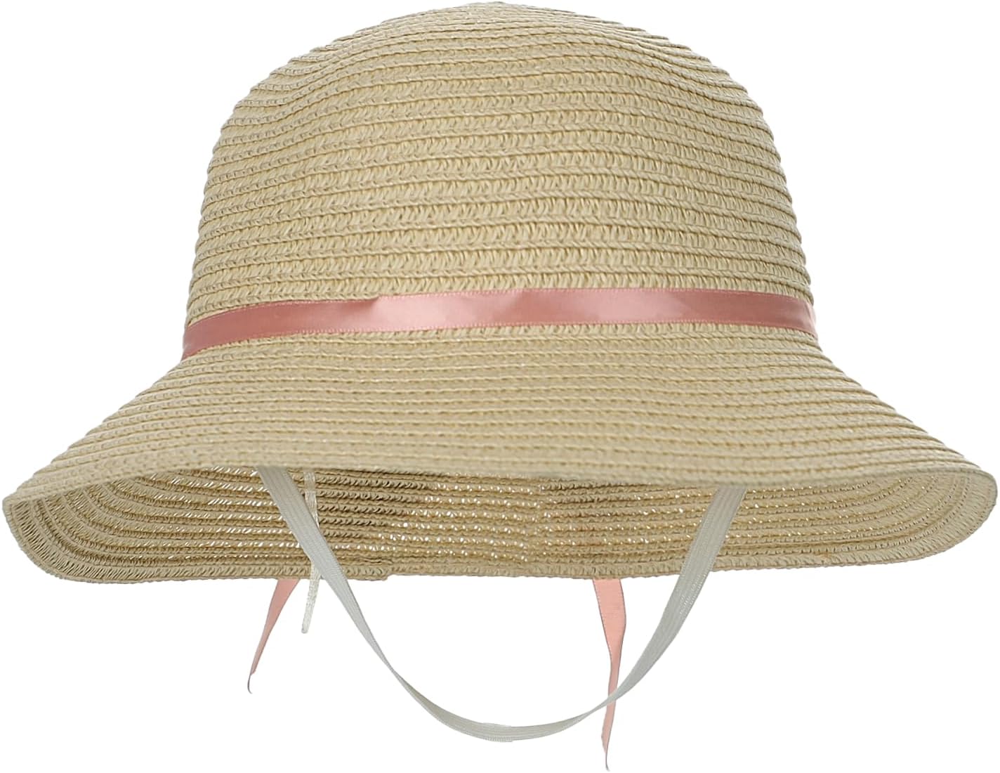 Girls Bowknot Straw Bucket Hat Sun Protection Beach Hat for Kids Ages 2-7, Summer Headwear for Outdoor Travel Picnic