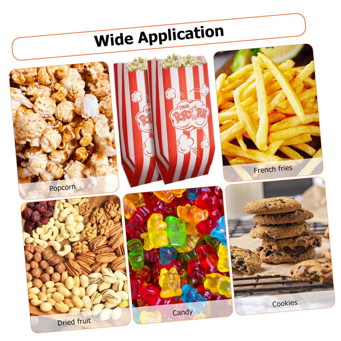 Healeved 10 Sätze Popcorn-verpackungsbeutel Popcorntüten Für Partys Schokoladen-popcorn Kerne Kinderparty Mitgebsel Party Sachen Popcorn-behälter-filmabend Snackbeutel Papier 100 Stück * 10