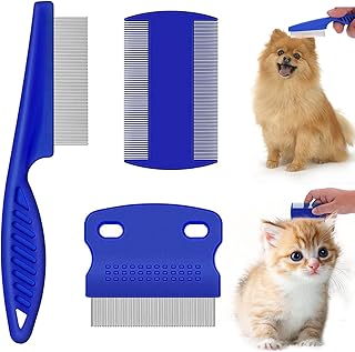 3 Pcs Pet Flea Combs, Fine Teeth Pet Comb Grooming Set for Cat Dog Flea Lice Float Hair and Tear Stain Remover Combs Fine Tooth Grooming Tool