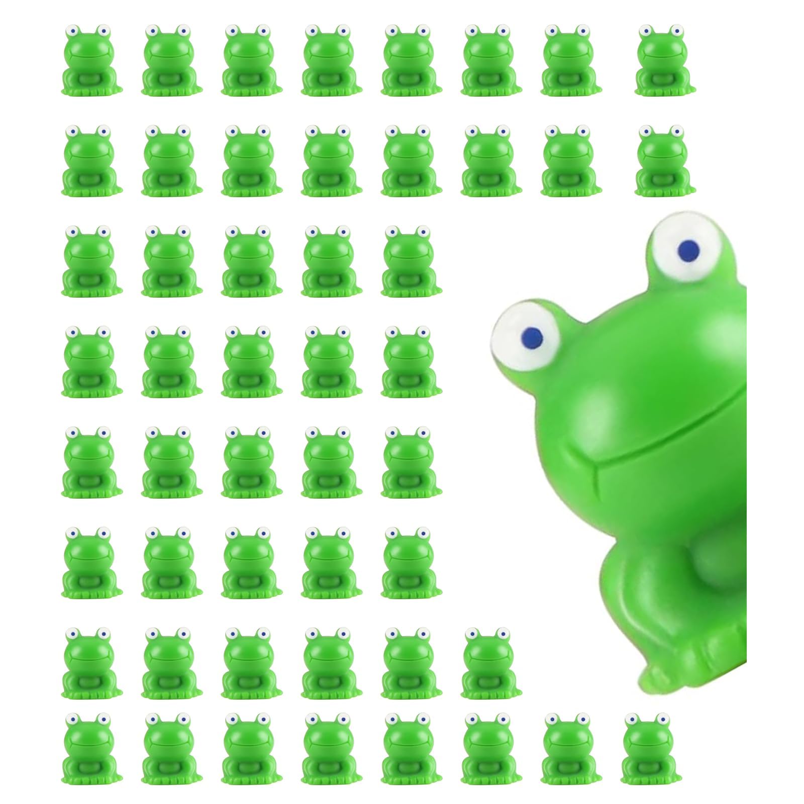 Tazweeq 50 Pcs Resin Mini Frogs, Tiny Toys, Small Animals to Hide, Green Figures, Plastic Miniatures in Bulk for Micro Garden, Landscape Aquarium Decor