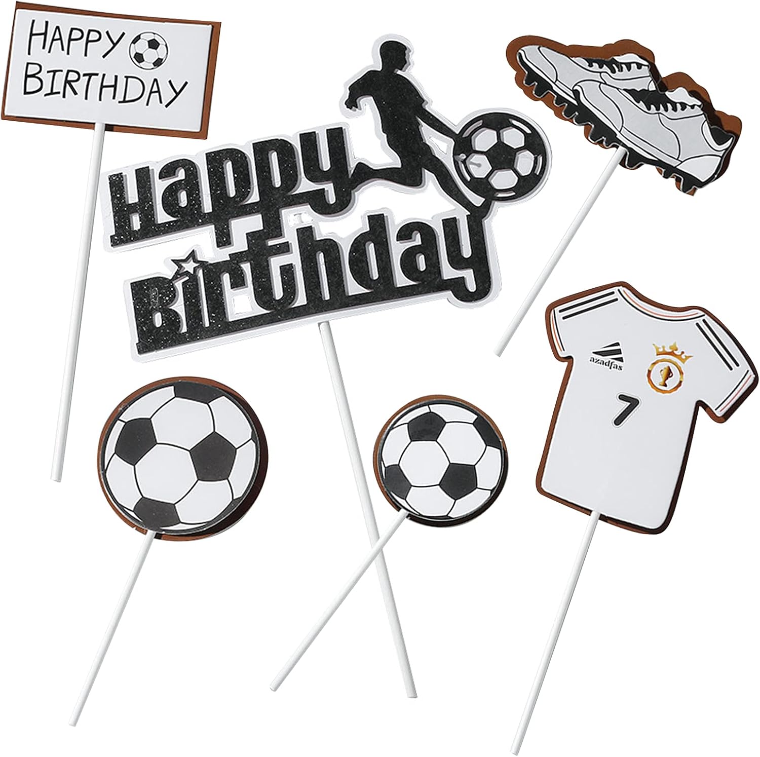 Fyfjur Cake Topper, Happy Birthday Cake Topper, Happy Birthday Cupcake Topper, Football Cake Toppers for Boys Cake Toppers