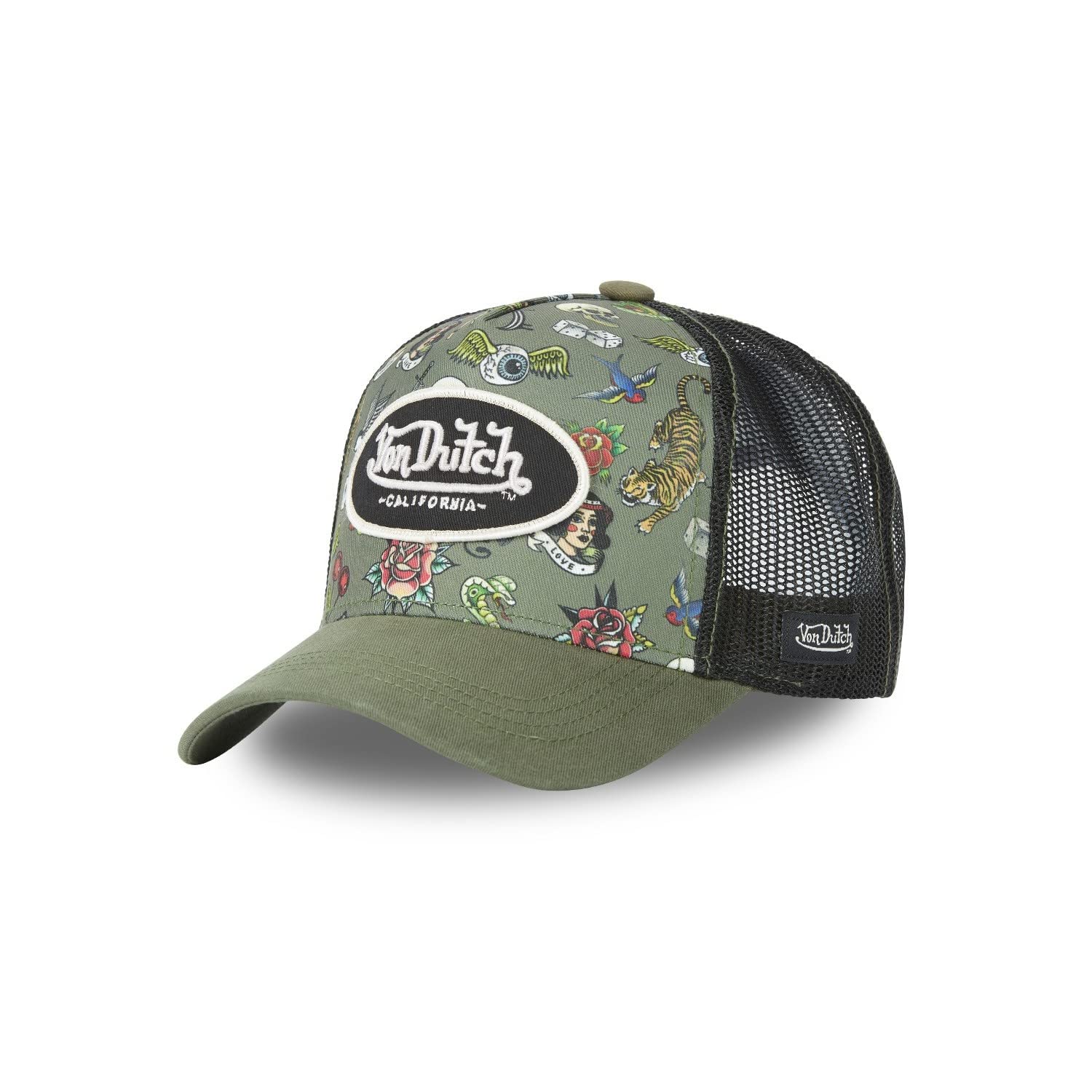 Von Dutch Trucker Tatoo Cap, Green, One size