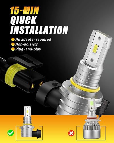 Miniatura 6 de AILEO Bombillas LED antiniebla 9005, 6500 K, blanco frío, 350% más brillante, 8000 lúmenes, 40 W, súper brillante, inalámbrica, sin ventilador,