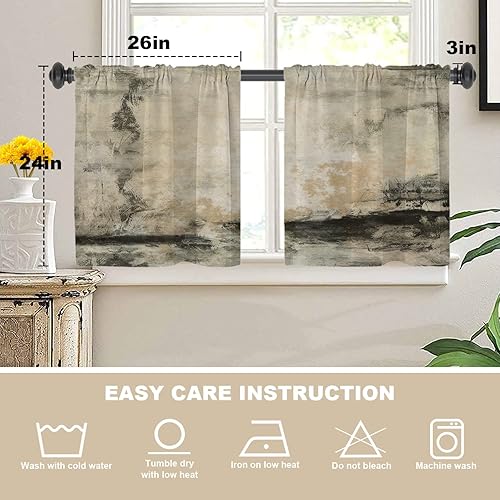 Miniatura 629 de Cenefas de cocina modernas con patrón de cobre marrón dorado para ventanas, cenefas opacas abstractas de marcas de arañazos y cortinas opacas