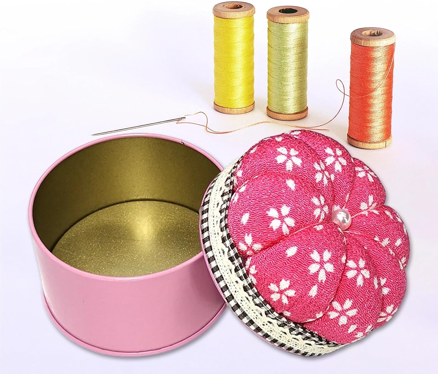 Pin Cushion Needle Box 4 Pcs Pin Cushion Pincushion with Storage Box Needles Holder Sewing Tools DIY Sewer Needlework Handcraft Home Cross Stitch Accessories(ColorC 4)