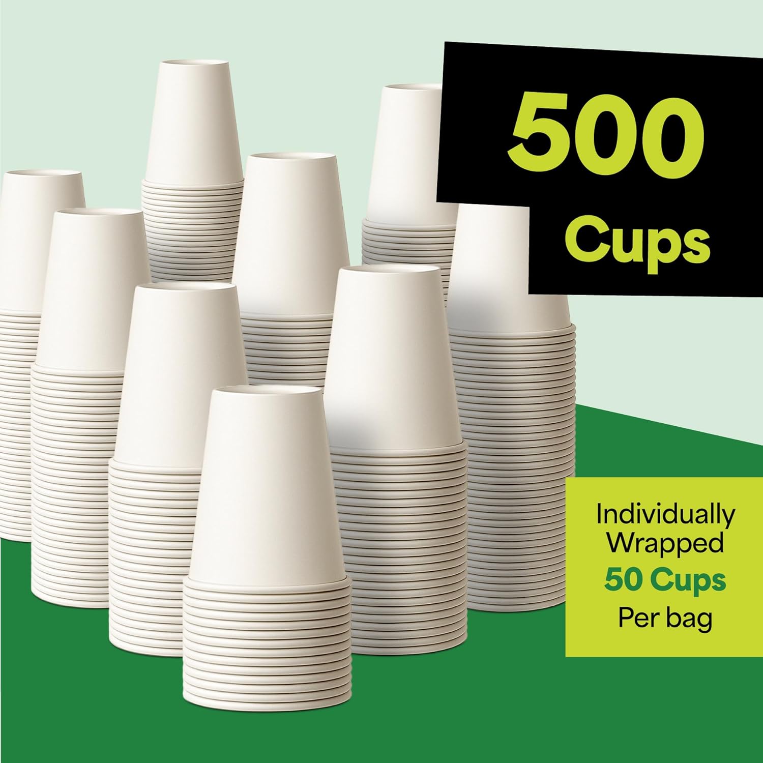EconoHome 8 oz 500 Pack Disposable Coffee Paper Cups - Paper Cups for Hot and Cold Drinks, Tea, Water, and Juice