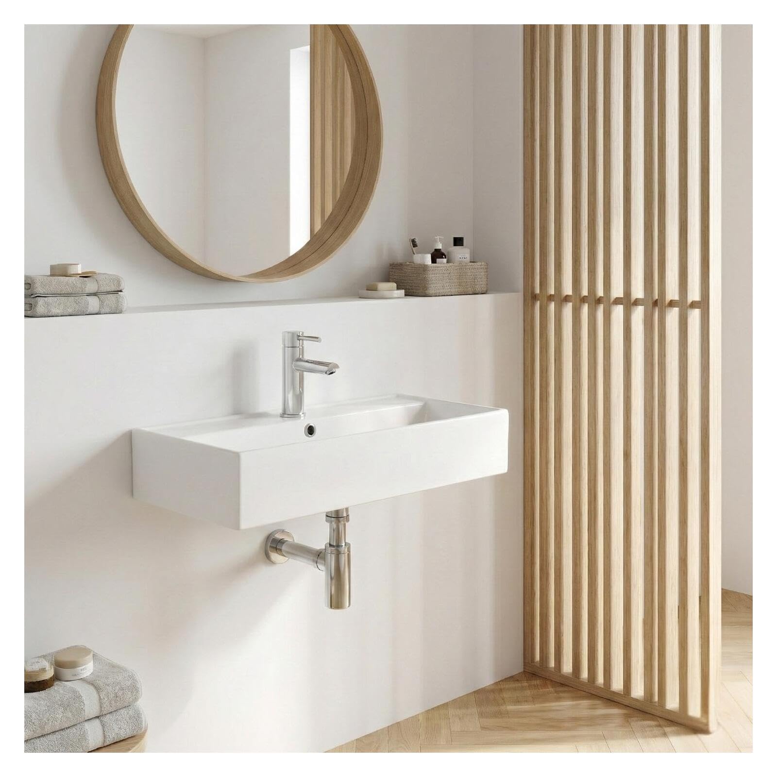 MOB-IN Lavabo rettangolare da appoggio in ceramica 65 x 31 cm Zoe