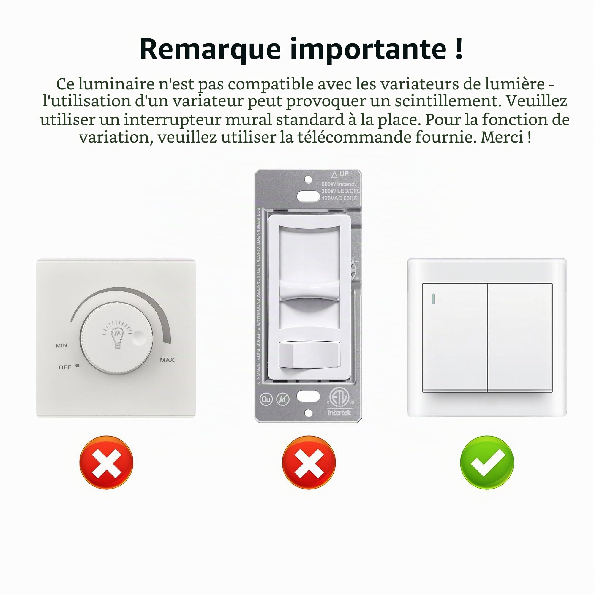 Ganeed Plafonnier LED Dimmable 100W Acrylique Télécommande 8 Anneaux