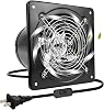 6 Inch Exhaust Fan, 341CFM Stainless Steel Bathroom Exhaust Fan, Wall Mounted Garage Ventilation Fan, Basement Extractor Fan with Backdraft Damper Ideal for Attic, Greenhouse, Basement, Shed