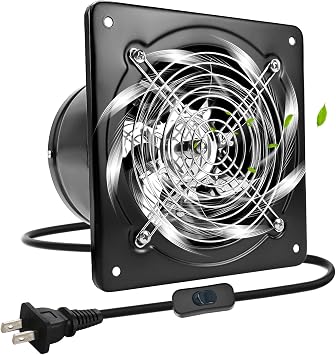 8 Inch Exhaust Fan, 682CFM Stainless Steel Bathroom Exhaust Fan, Wall Mounted Garage Ventilation Fan, Basement Extractor Fan with Backdraft Damper Ideal for Home Office Commercial Use, 110V 80W
