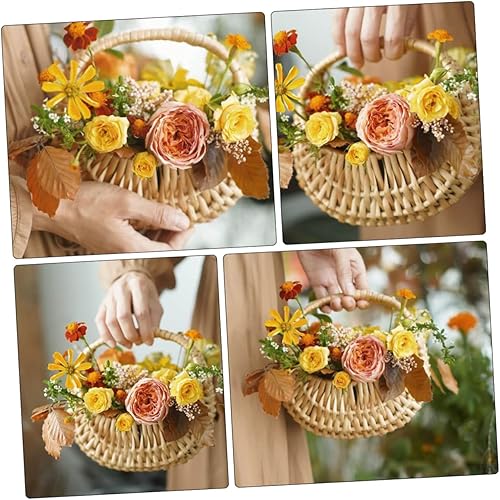 Miniatura 8 de KOMBIUDA Hand-woven Flower Basket Woven Seagrass Basket Plant Basket Ceremony Flower Girl Outdoor Flower Pots Hamper for Bedroom Bling Decor Plant
