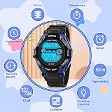 Juboos Montre Enfant avec Bracelet Imprimé et 7 Lumières Colorées,Montre Digitale Étanche pour Enfants avec Oreilles de Chat pour Garçons et Filles de 5 à 15 Ans - 2