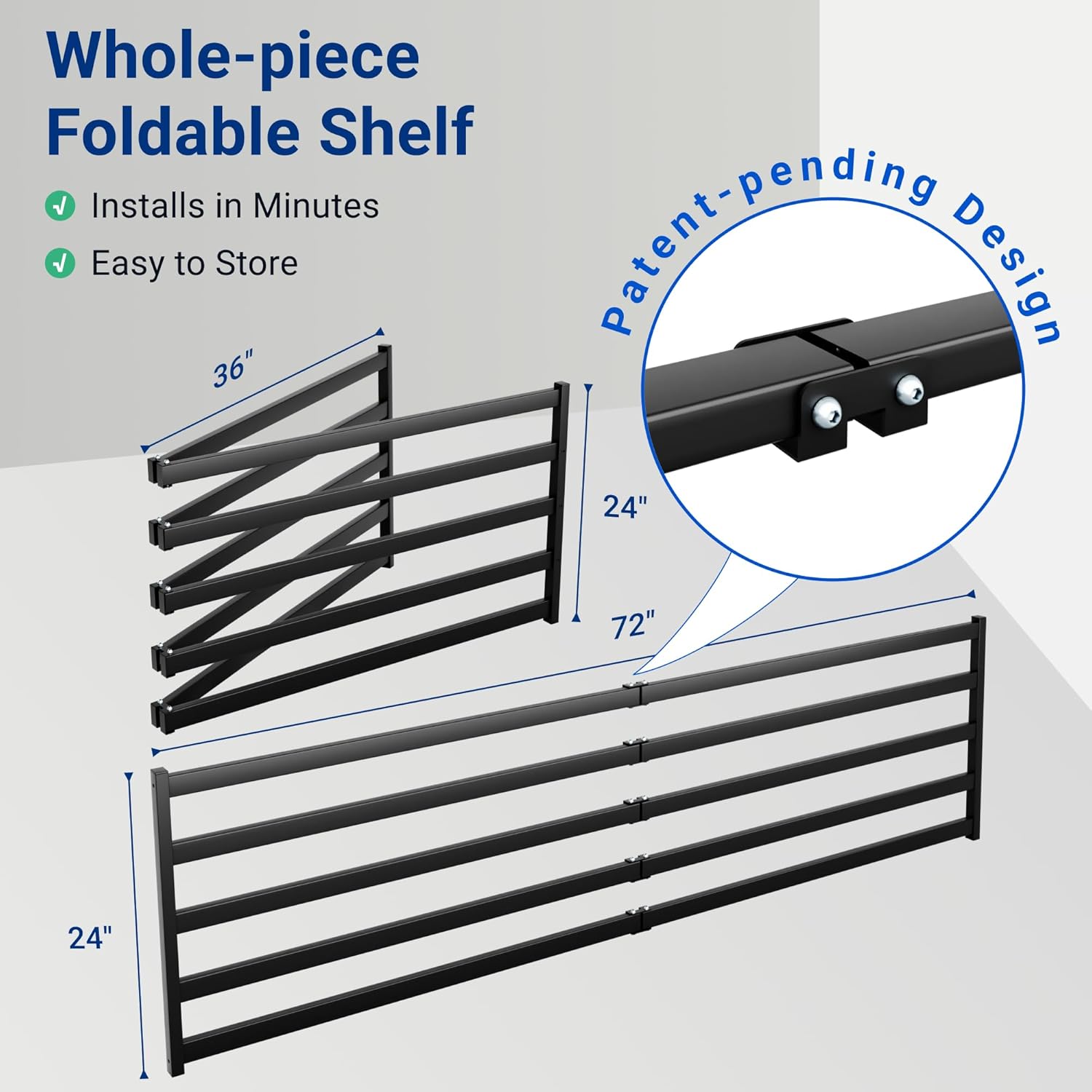FLEXIMOUNTS 2-Pack 2x6ft Heavy Duty Garage Wall Shelving, 800lbs Capacity, Garage Shelving Wall Mounted with 8 Hooks, Storage for Power Tools, Garden Supplies, Storage Bins, Lite Series - Image 2